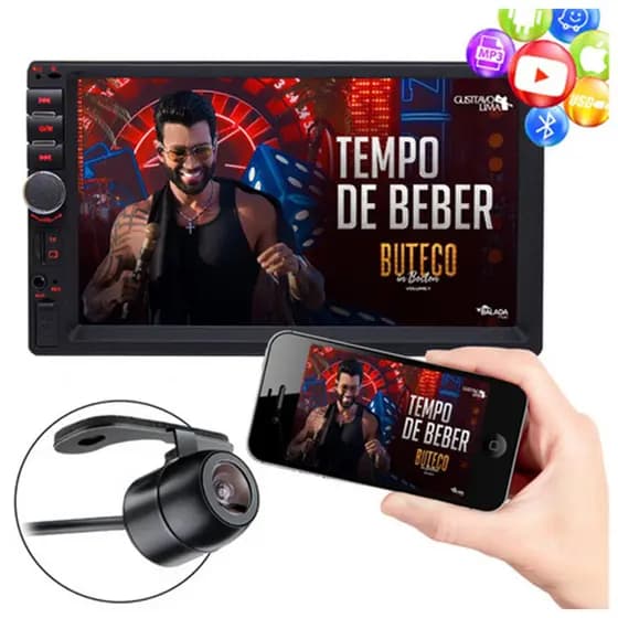 Kit Mp5 Universal Ultron T2 7 Polegadas 2din Usb Bluetooth Câmera Ré