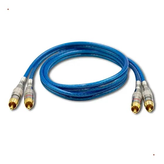 Cabo Rca 1 Metro Dupla Blindagem 5mm Plug Metal Blindado Cor Azul UPPERTECH