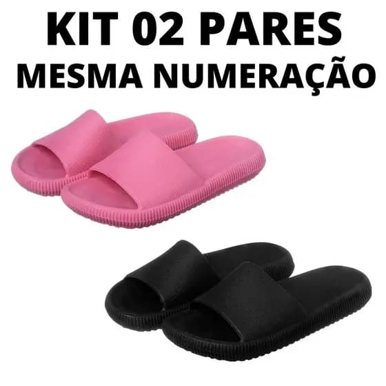 Kit 2 Pares Chinelo Slide Nuvem Infantil Unissex Menina e Menino Confortável