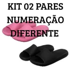 Kit 2 Pares Numeração Diferentes Chinelo Slide Nuvem Feminino Confortávell