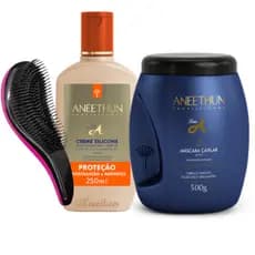 ANEETHUN KIT HIDRATAÇÃO MÁSCARA 500gr + CREME PROTEÇÃO 250ml + ESCOVA