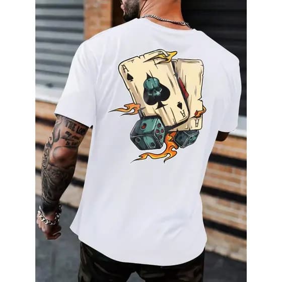 Camiseta Camisa Truco Cartas Algodão Estampada Masculina