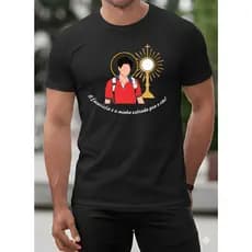 Camisa Camiseta Estampada Catolica Algodão Santo Carlo Acutis Lançamento