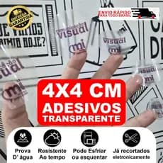 1000und / 400 und / 200und  4x4cm Adesivo Personalizado TRANSPARENTE c/ Sua Logo a Prova d' Água