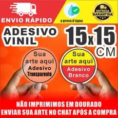 Adesivo Vinil 15x15cm Personalizado À Prova D’Água 50 a 500 Unidades Logo Marca