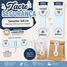 LACRE ADESIVO PERSONALIZADO 3x8cm SUA EMBALAGEM COM CARA DE MARCA PROFISSIONAL!