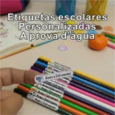 Etiquetas escolares Personalizadas A prova d'água kits com 50 ou 100 unidades em vinil adesivo vinilico