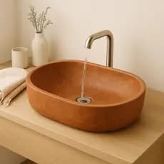 Cuba Oval Sobrepor Pia Apoio Para Banheiro Lavabo Concreto Luxo Artesanal