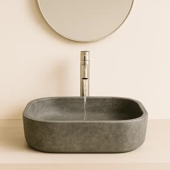 Cuba Concreto Pia Apoio Banheiro Lavabo Luxo Artesanal Sobrepor