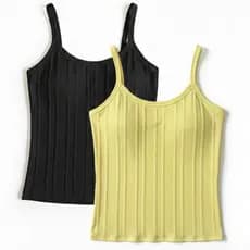 Combo Com 2 Blusinhas Regata Feminina Alcinha Canelada Com Bojo - Novas Cores Verão 2026