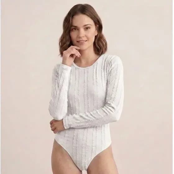 Body Feminino Manga Longa Ribana Prime Premium - Veste 36 ao 42 - 5 Cores Tendência 2026