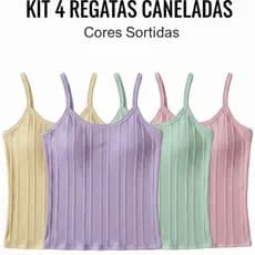 kit Com 2 ou 3 Regatinhas Feminina Alcinha Canelada Com Bojo - Novas Cores Tendencia 2026