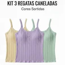 kit 2 ou 3 Regatinha Feminina Com Alcinha Canelada Com Bojo - Cores Lançamento Verão 2026