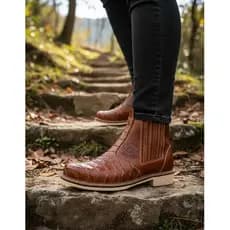 Bota Texana Masculina Girolando Couro Escamada Pinhão Escamada