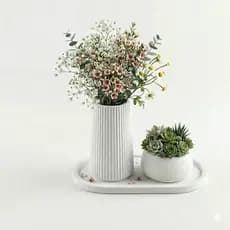 Kit 3 Peças vaso Decoração Para Plantas Moderno Branco