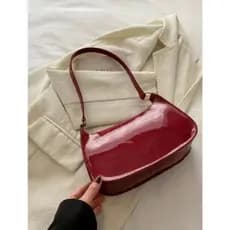 Bolsa Feminina Elegancy Meia Lua Baguete Verniz Luxo de Ombro Tote GB 01