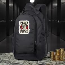 Mochila em Nylon Resistente Com Bolso Lateral Com Estampa Pablo Escobar GB 01