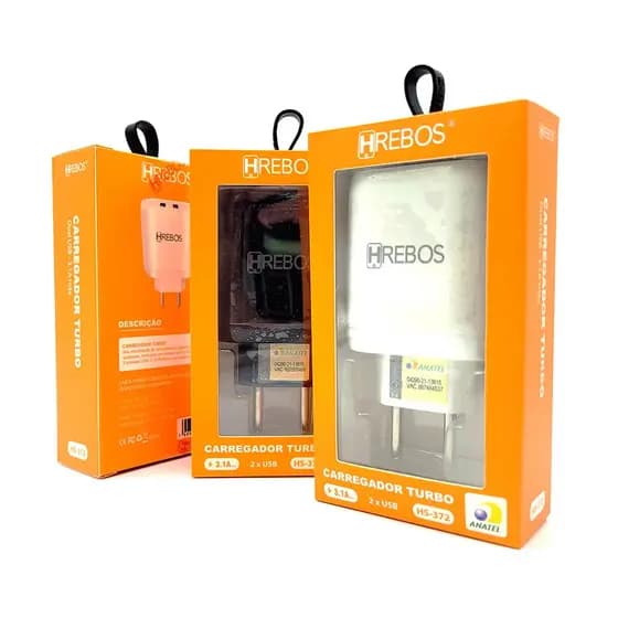 Kit 10pcs Carregador 3.1 Carregador Para V8 Carregador Para Iphone Carregador Tipo-C 2 Usb Carga Rápida HREBOS TURBO