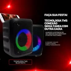 Caixa de Som Bluetooth Caixinha Som Portatil Potente com Excelentes Graves Luzes Radio Fm Usb Sd Selo Anatel