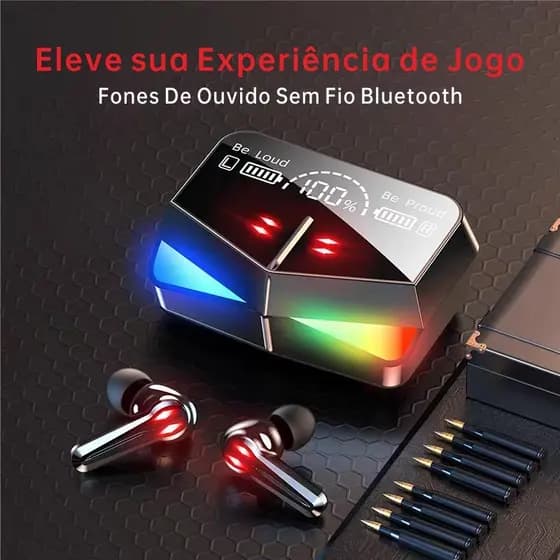 Fone de Ouvido Bluetooth M28 Sem Fio Estéreo Touch, Redução de Ruído e À Prova d’Água