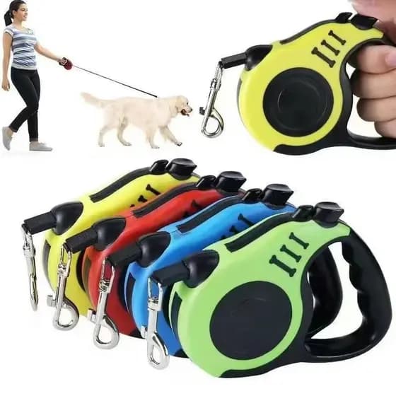 Guia Retrátil Pet 5 Metros com Trava – Resistente e Segura para Cães e Gatos