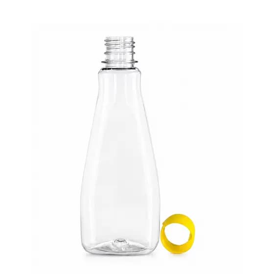 Kit 50 Frascos Pet 350ml Melado com Tampa Flip Top Amarela