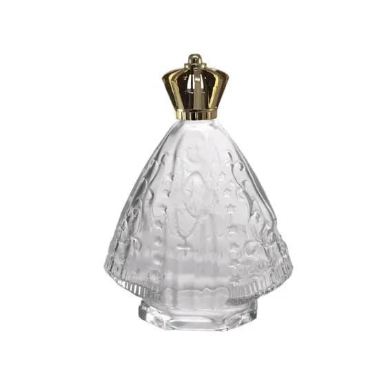 3 Frascos de Vidro 80ml Nossa Senhora Com Tampa Cromada para Água Benta