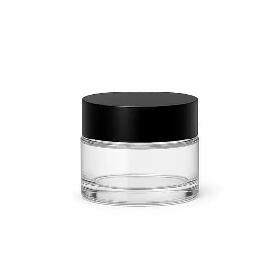 Kit 5 Potinhos de Vidro 10ml com Tampa Preta para Cosméticos