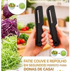 Kit 2 Unidades Fatiador Descascador Cortador de Legumes e Verduras Cozinha Facil Corta Fininho