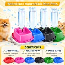 Bebedouro Para Cachorro e Gato Quadrado 450ml Anti-Formiga Diversas Cores
