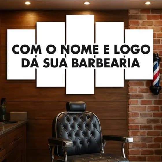 Quadro Decorativo Barbearia (Com o Nome e Logo da sua Barbearia) em MDF