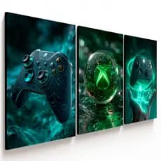 Trio de Quadros Xbox Gamer Decorativo MDF Alta Qualidade para Quarto Gamer e Setup