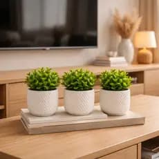 Vaso de decoraçao Planta Artificial- Kit até 6 Unidades com ou sem Plantas Artificiais- Estante, Rack, Cafe, Escritorio