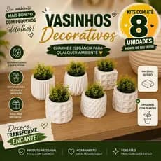 Kit 8 Mini Vasinhos COM Planta Inclusa, Lembrancinha, Decoração para Casa, Sala, Estante, Enfeite, cachepot