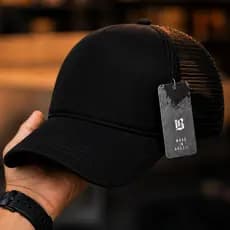 Boné Preto Trucker Aba Curva Ajustável Estilo Casual Masculino Feminino