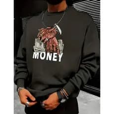 Moletom Gola Redonda Streetwear Unissex Blusa De Frio Basico Careca Casaco Flanelado Algodão Mãos Com Dinheiro