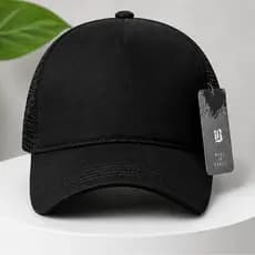 Boné Trucker Masculino Feminino Preto Liso Aba Curva Regulável