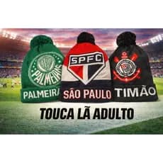 Toca de Lã Forrada Adulto Times Touca Futebol Inverno Quentinha