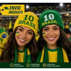 Touca de lã Brasil Unisex Verde e Amarelo