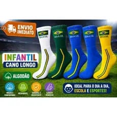 Meia Infantil Cano Longo algodão Brasil meiao meia do Brasil 26 ao 37