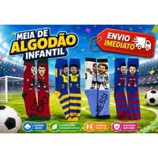 Meia Infantil algodão meião Futebol Jogador