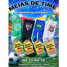 Meias de Time meião Infantojuvenil meia de algodão time de futebol meia infantil meia juvenil