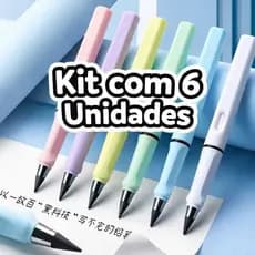 Kit com 6 Unidades Lápis infinito eterno durável com borracha uso escolar unidade