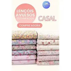 Kit 5 Lençol Sem Elástico Casal Avulso Microfibra Estampas Aleatórias 100% Poliéster 120 Fios
