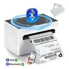 KIT Impressora Termica Etiquetas Adesivas Branco Portatil USB COM SUPORTE