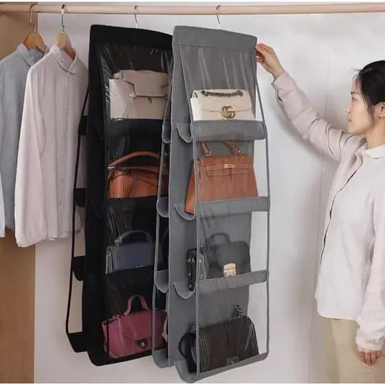 Organizador Multiuso Suporte De Bolsas Com Cabide Anti Poeira