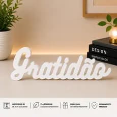 Decoração Palavra Gratidão Sala Moderna Branco Enfeite Mesa Aparador Presente