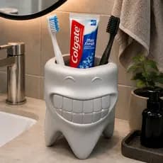 Porta Escovas de Dente e Creme Dental em Formato De Dente Diversão Decoração