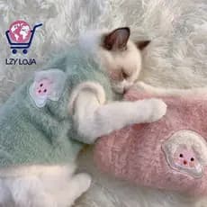 Velo De Pelúcia Macio Roupas Para Gatos De Estimação Filhote De Cachorro Jaqueta Casaco Engrossar Pulôver