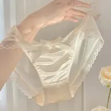 Frete Grátis ~ Roupa Íntima De Cetim De Renda Francesa Calcinha De Malha Respirável Com Reforço De Algodão-Senhoras De L
